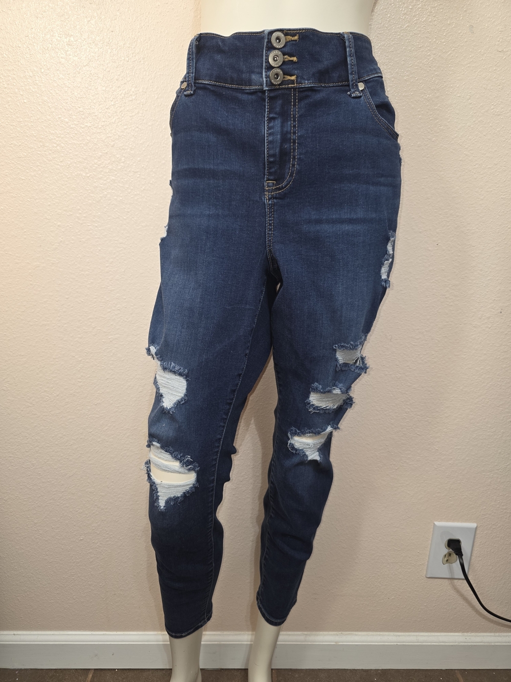 torrid Dark Blue High-Rise Distressed Jeggings
